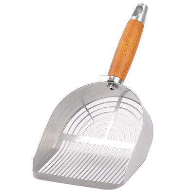 Good price High-Quality 304 Stainless Steel Cat Litter Scoop with Ergonomic Wooden Handle - Durable Pet Cleaning Tool for Bentonite & Tofu Litter (Large/Small, Wholesale) online